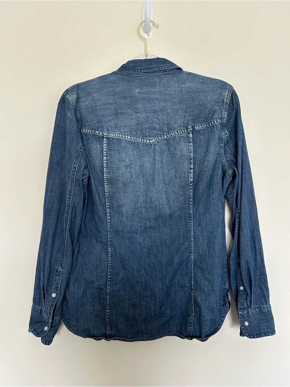 J. Crew Denim Pearl Snap Western Long Sleeve Button Shirt Size 10 Slim Fit - Picture 4 of 5